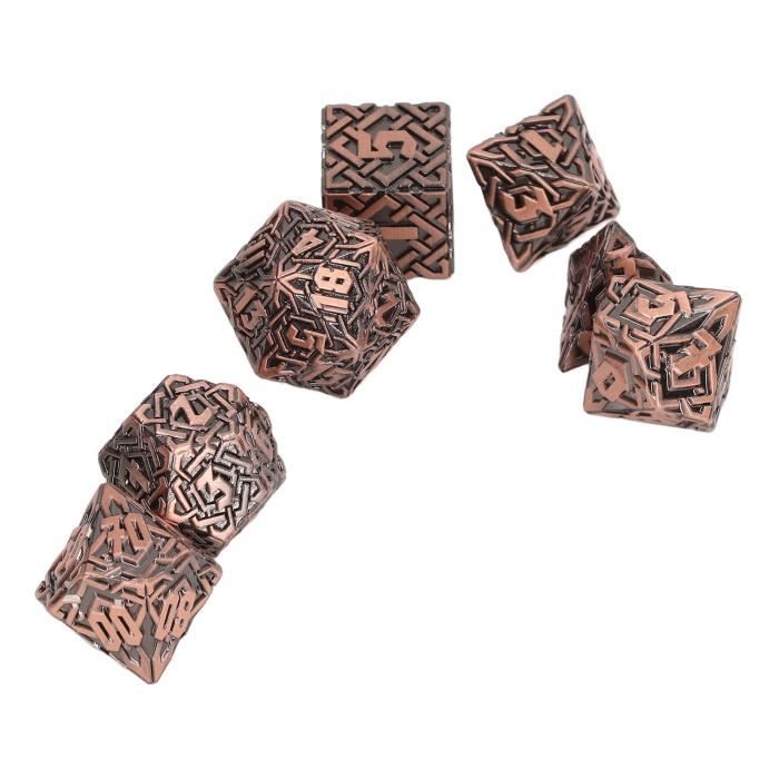 Set De Dés Polyédriques En Métal – 7 Formes – Support Cylindre Rotatif Pour TRPG