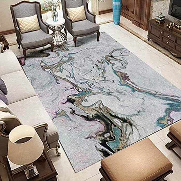 Tapis à cheveux 150 x 200 cm en fibre douce et moelleuse Tapis de sol dintérieur Décor avec chambre à coucher salon SU-K429