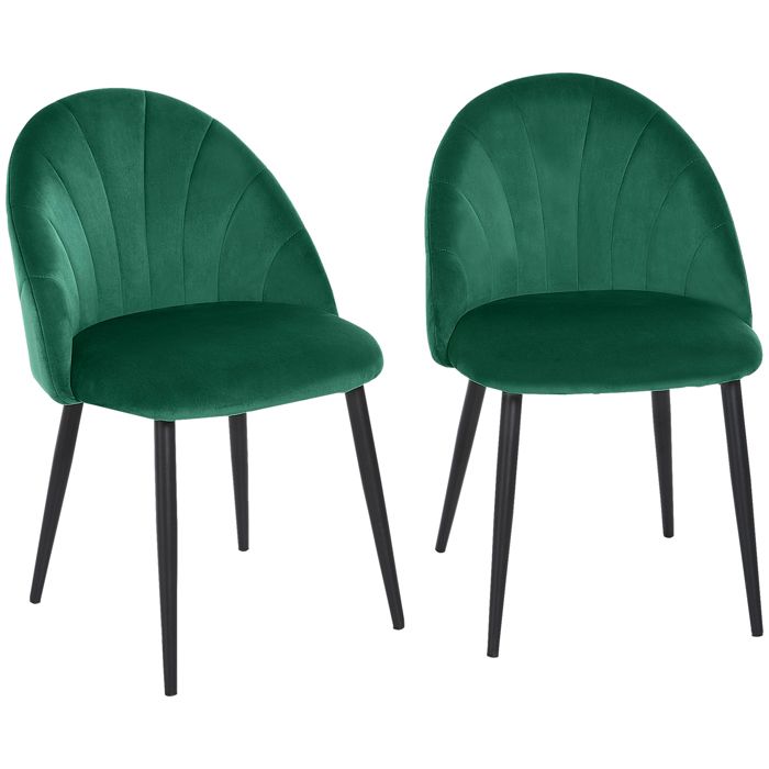 HOMCOM - chaise de cuisine - Velours (100 % polyester) - 52x54x79cm - Vert Noir