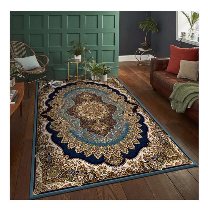 Tapis Floral Rétro 120x170 Cm - Poils Courts Doux Antidérapant - Pour Salon, Chambre - Lavable En Machine, Décoration Intérieur