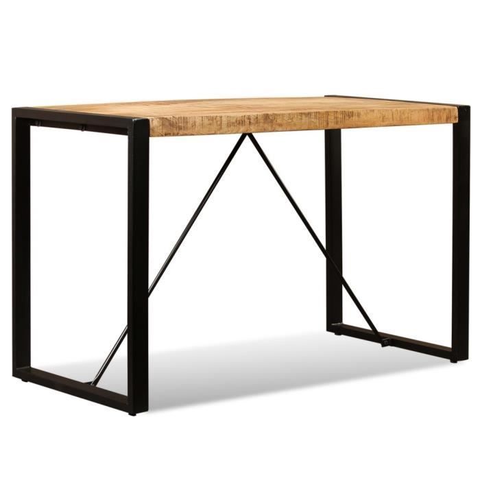 Tidyard Table de Salle /à Manger Table Industrielle 140x80x76 cm Bois de Manguier Massif Table de Cuisine