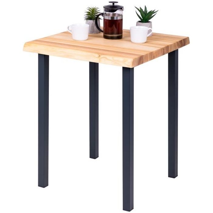 lamo manufaktur table de bar cuisine - table haute industrielle - table haute en bois - 60x60x76 cm - gris - classic - naturel