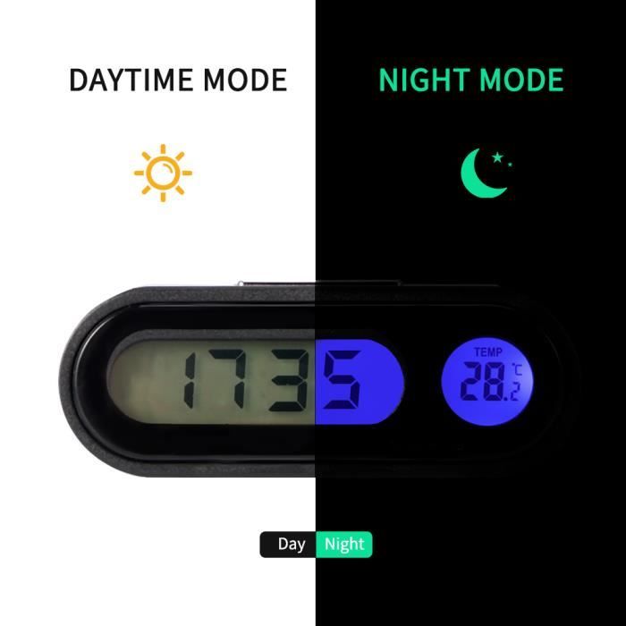 SODIAL Affichage LCD Horloge electronique numerique avec ventouse LED pour toutes les voitures Interieur exterieur Maison