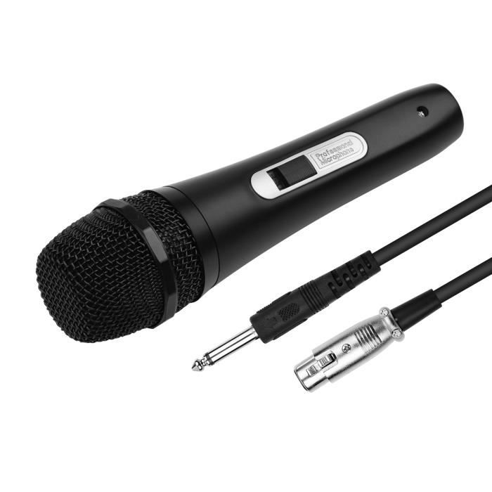 Microphone filaire dynamique à main Micro XLR Câble Prise 6,35 mm pour réseau de chant karaoké Diffusion en direct de la parole -21