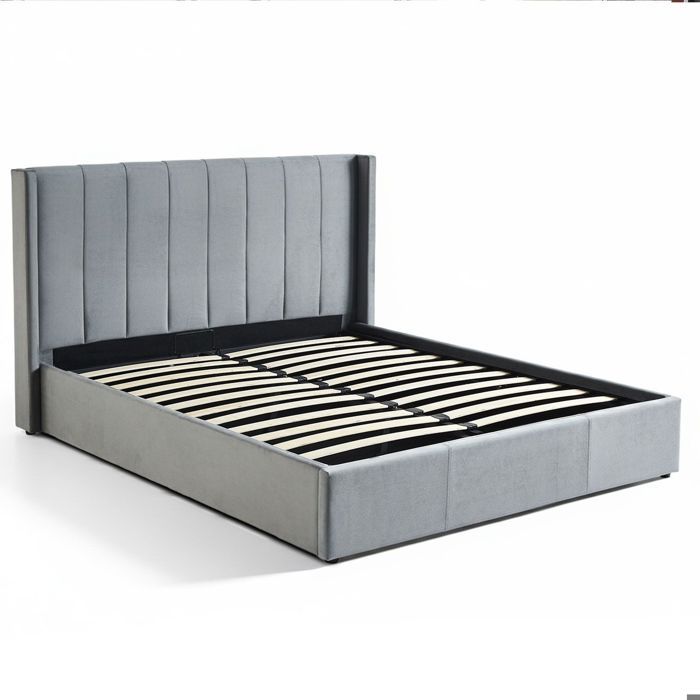 MENZZO Lit double Magorial avec sommier relevable 180x200cm Velours Gris - Velours L190 x P217 x H110 cmHauteur pied de lit :