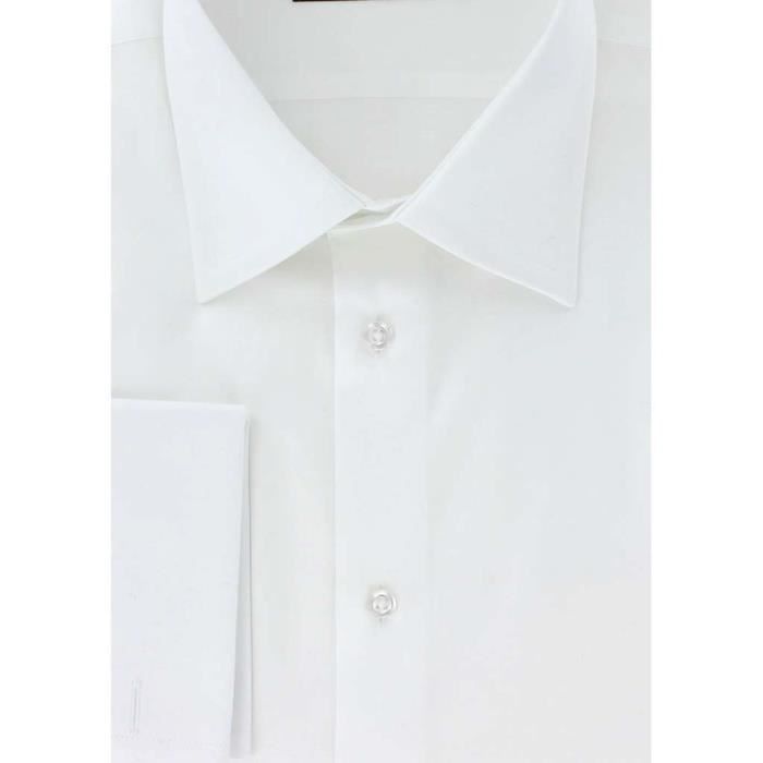 Cotton Park - Chemise classique blanc poignets mousquetaires - Homme