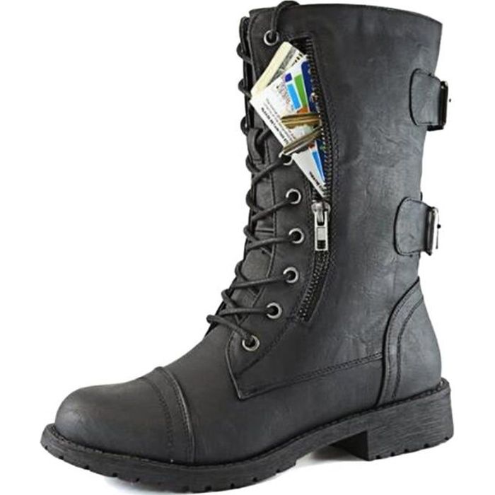 Boots homme style militaire hauteur chevilles couleur bottes noires zip lacets