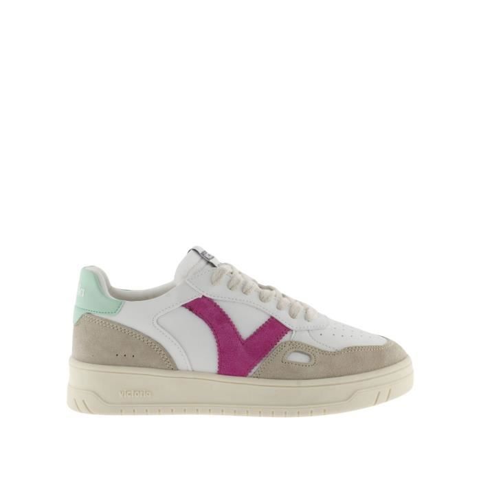 Victoria Baskets basses femme - VICTORIA - effet cuir et cuir fendu - blanc melon - lacets
