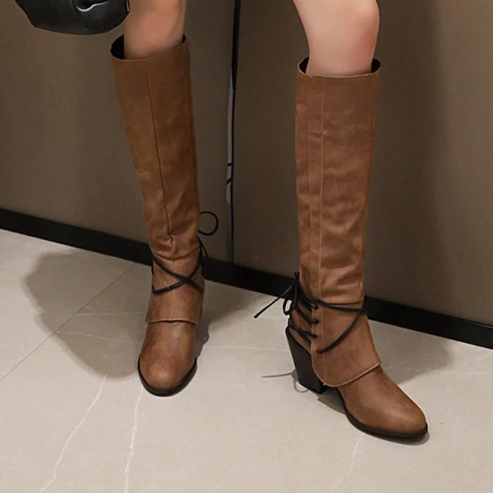 Bottes Médiévales Homme Agiyenna - Style Steampunk Western - Talon Épais - Synthétique - Lacets Ou Enfilage
