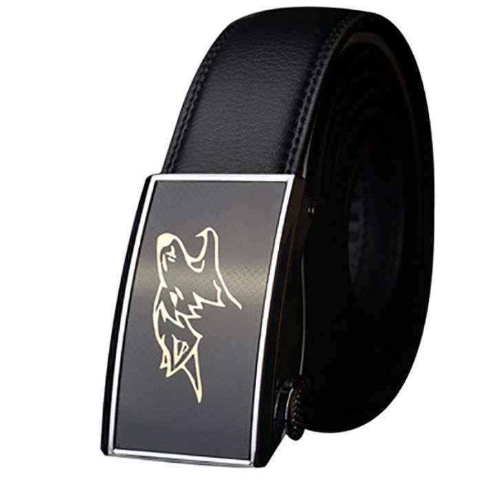 Ceinture Homme En Cuir Véritable à Boucle Automatique - Mécanisme à Cliquet, Style Casual Ou Golf