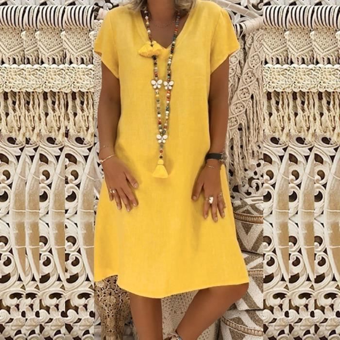 robe en lin jaune