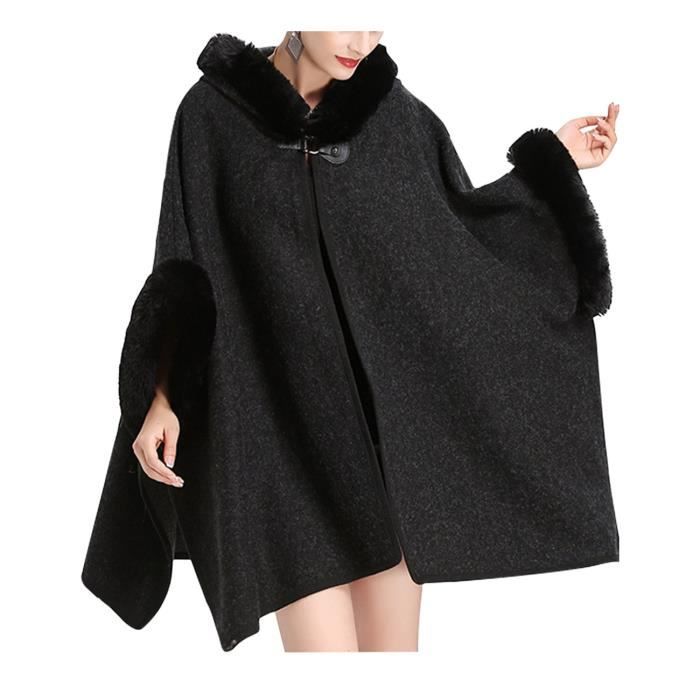 Poncho En Fausse Fourrure Avec Capuche Châle Chaud Pour Femme Mariage,  Soirée 160x170cm