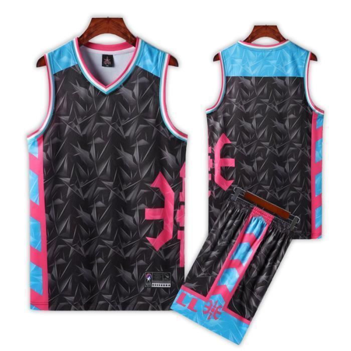 Vêtement Basket-Ball Enfant 2 Pieces Ensemble Maillot et Short Sport Training Séchage Rapide Respirant - Noir