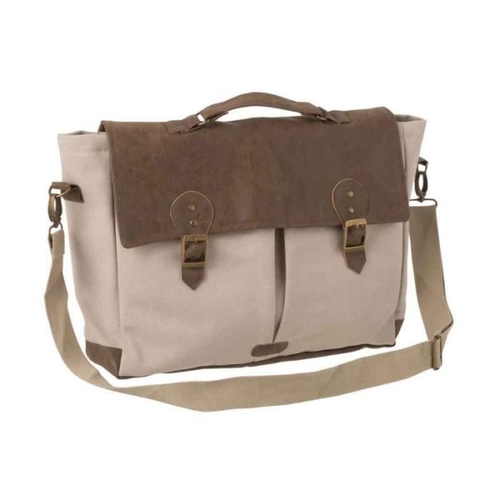 Sac Cartable - Vintage - 38cm - Beige - Coton, Lin & Polyester - Mixte Beige - Cdiscount 