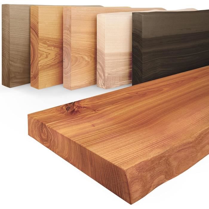 Étagère Murale En Bois Massif Frêne - Bord Irrégulier Rustique 70 Cm