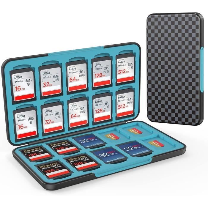 Étui De Rangement Pour Cartes Mémoire – Portable, Pour MicroSD, SD, SDHC, Noir