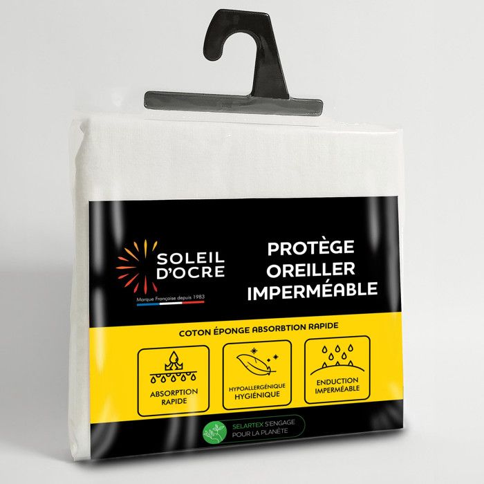 Taie protège oreiller EPONGE imperméable 60x60 cm Taie protège oreiller EPONGE imperméable 60x60 cm