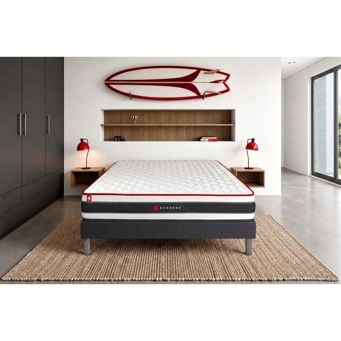 Ensemble sommier + matelas ENERGY ressorts ensachés et mémoire de forme 160x200 160 x 200 cm Noir