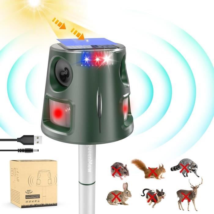 Repulsif Chat Exterieur, 360° Répulsif Solaire Pour Animaux Avec