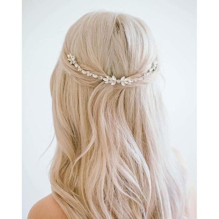 Peigne Mariée Strass Argent - Serre-Tête Bijoux Cheveux Mariage YouLaPan - Accessoire Cheveux Élégant Pour Mariée Et Demoiselle D'Honneur