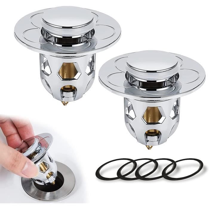 Lot De 2 Bouchons De Lavabo, Pop-up, De 34 à 40 Mm, Avec Tamis à Cheveux, Universels, Pour évier De Lavabo, Protection Fiable Contre Les Obstructions