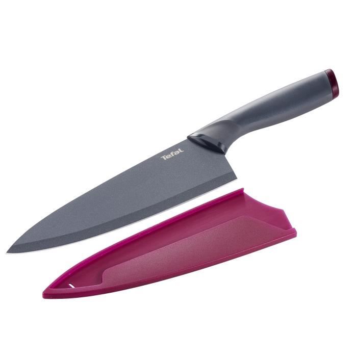 TEFAL FRESH KITCHEN Couteau chef 20 cm mauve   protection - Cdiscount ...