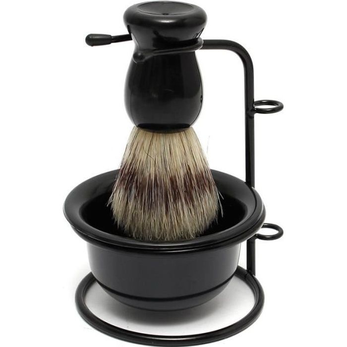 Rasage Outil Goutte Brosse à Cheveux + Rasoir Acier Support +Tasse Plastique Bol