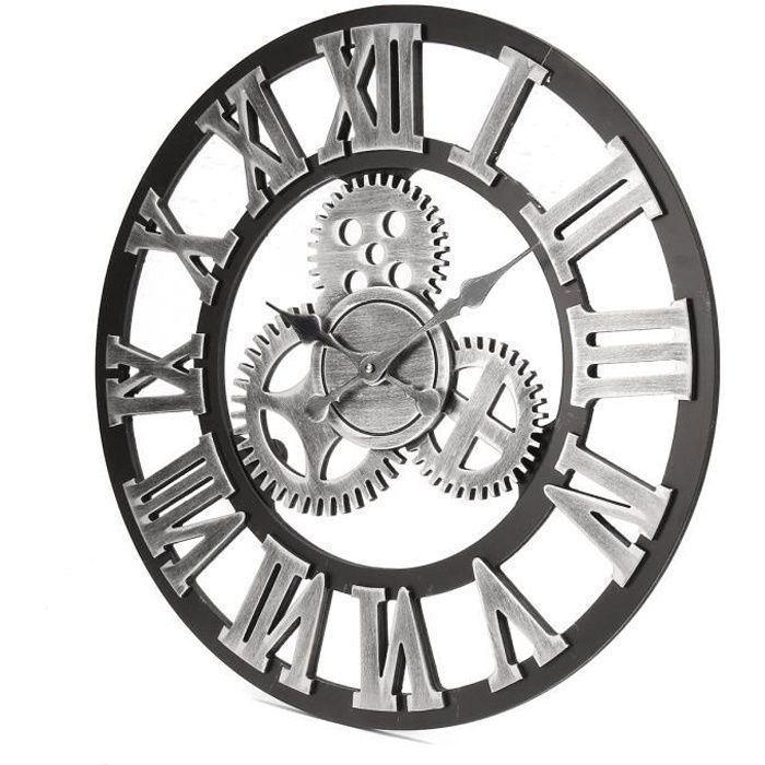 Horloge rétro en métal gris - Achat & prix