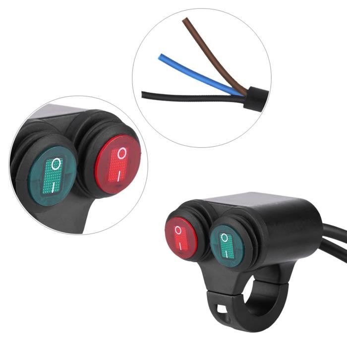 Interrupteur De Guidon Moto 12V 22mm - Bouton Phare/antibrouillard étanche Avec Voyant Vert