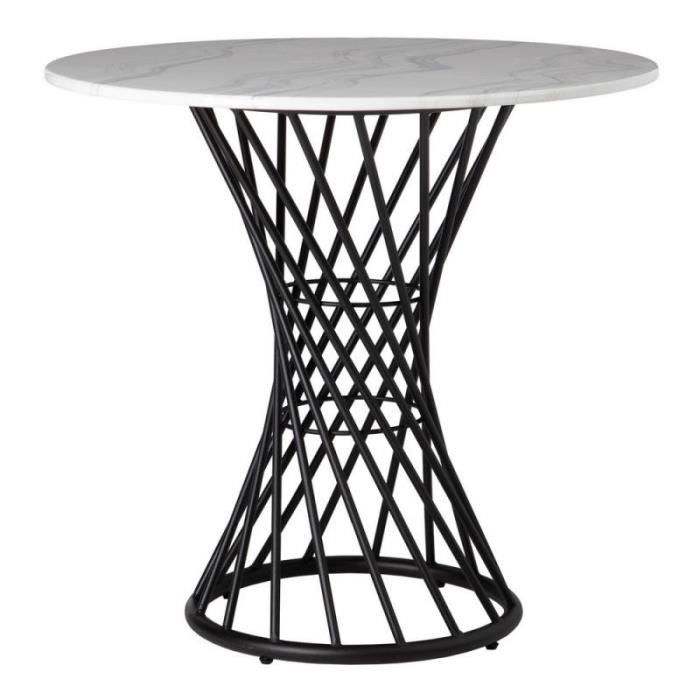 table d'appoint noir/blanc taille s - athenis - l 75.5 x l 75.5 x h 75