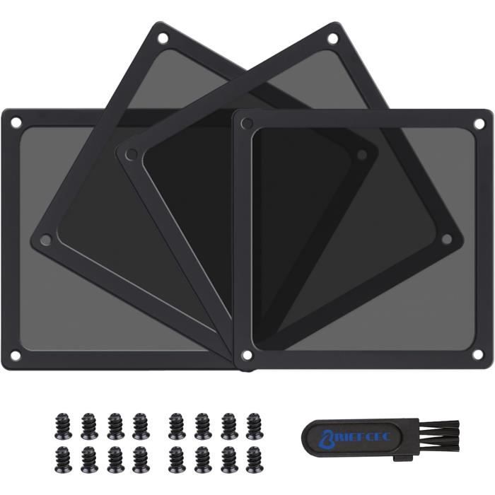 Kit 4 Filtres Magnétiques Anti-poussière 12x12cm + 10 Brosses De Nettoyage - Pour Ventilateurs PC, Alimentations, Modems