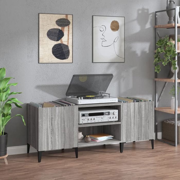 vidaXL Armoire à Disques Armoire Latérale avec Rangement Meuble pour Tourne-Disque Buffet de Salon Industriel Sonoma 831939