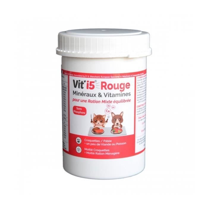 Complément alimentaire - VITI5 - Viti5 Rouge - Pot 250 g - Pour chiens & chats - Dosage 5/10 ml