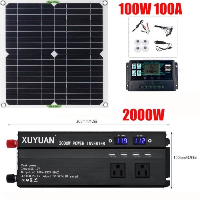 Kit de panneaux solaires 25 W chargeur de batterie 12V contrôleur 100A