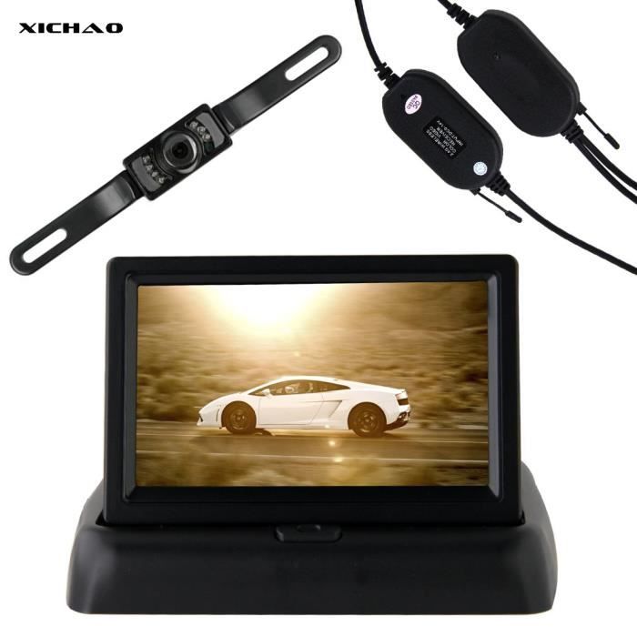 XICHAO - 4,3 Pouces Caméra de Recul Couleur TFT LCD Moniteur Pliant +  Étanche Nocturne 7 IR Lampes Arrière de Voiture Sans Fils Auto - Cdiscount  Auto