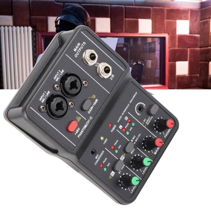 Zerone table de mixage audio avec microphone Table de mixage audio Console de carte son 4 canaux