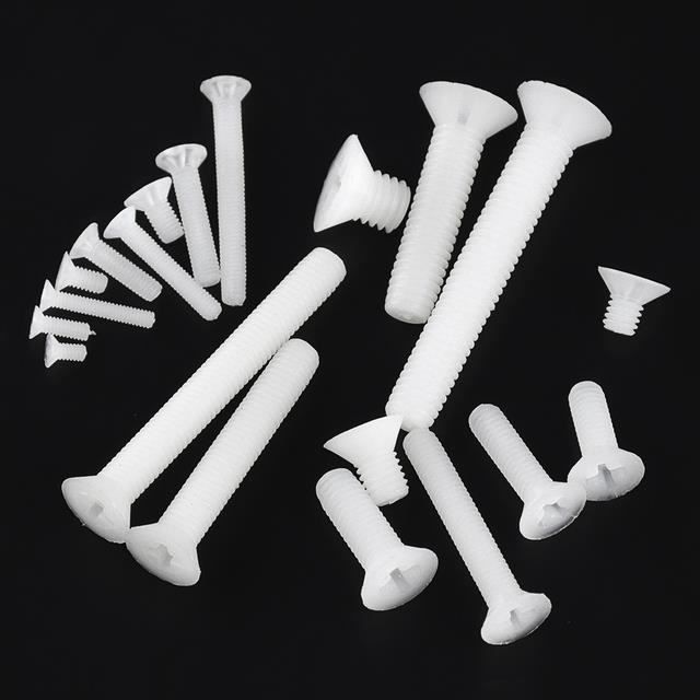 Swpeet Kit 360 Vis Nylon M4 Tête Plate Cruciforme Blanche + Écrous & Rondelles - 6 Longueurs 6/8/10/12/15/20 Mm - Anti-corrosion & Isolantes