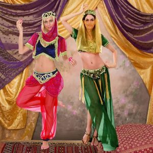 Haut Danse Orientale Femme à Paillettes - Manches évasées Pour Spectacle S-XXL