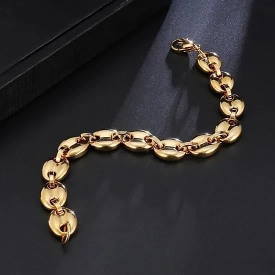 Bracelet Maille Grain De Café 8MM X 21 CM Plaqué or 18 Carats Bijoux Homme