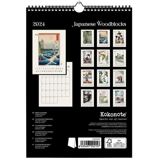 Calendrier Mural 2024 Japanese Art  Calendrier Mensuel 30 X 60 Cm,  Certifié Fsc, En Français[H346] - Cdiscount Beaux-Arts et Loisirs créatifs