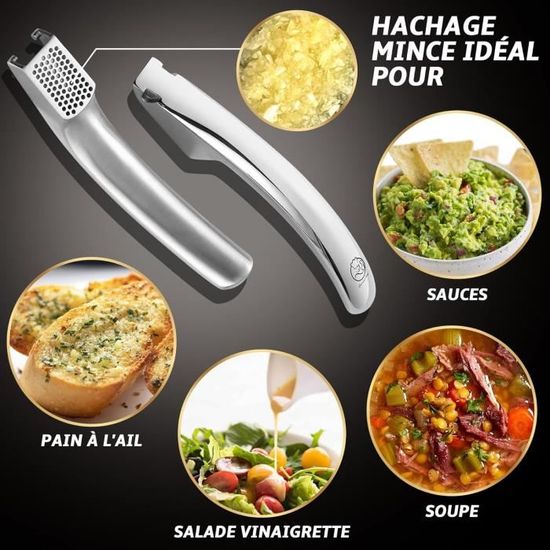 Presse-ail Manuel En Inox - Hachoir à Ail Et Gingembre Ergonomique Pour Cuisine - 12