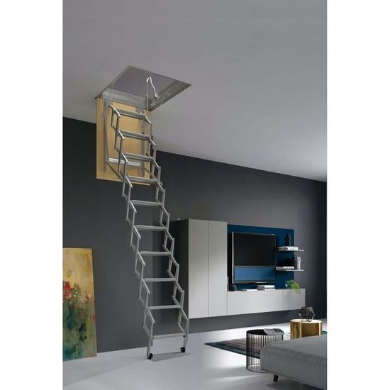 escalier escamotable droit 50x70cm structure et marches en metal panto scari cdiscount bricolage