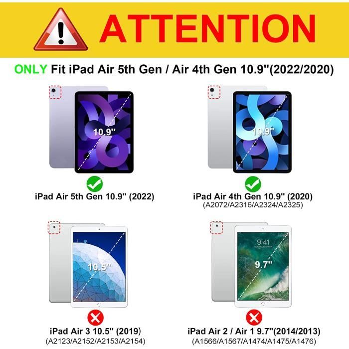 ZOYU Coque iPad Air 10.9, Coque pour iPad Air 10,9 5e Génération 2022/iPad  Air 4eme Generation 2020, Réveil/Veille Automatique, Slim Smart Case pour iPad  Air 10.9 Pouces, Noir : : Informatique