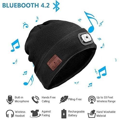 Bonnet Bluetooth, casquette de musique LED avec casque et haut-parleurs  stéréo intégrés et microphone (jaune)