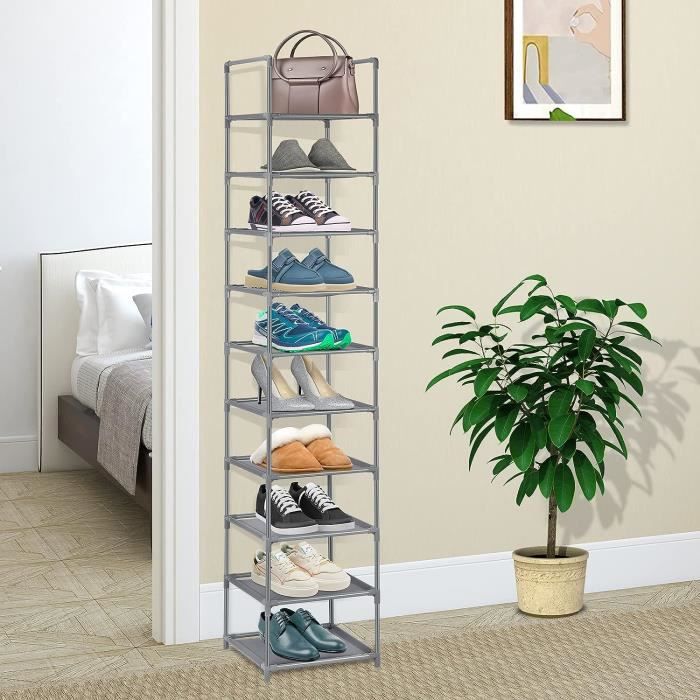 NCONCO Étagère à Chaussures Pliable En Bambou 4 Niveaux - Gain De Place Et Pratique
