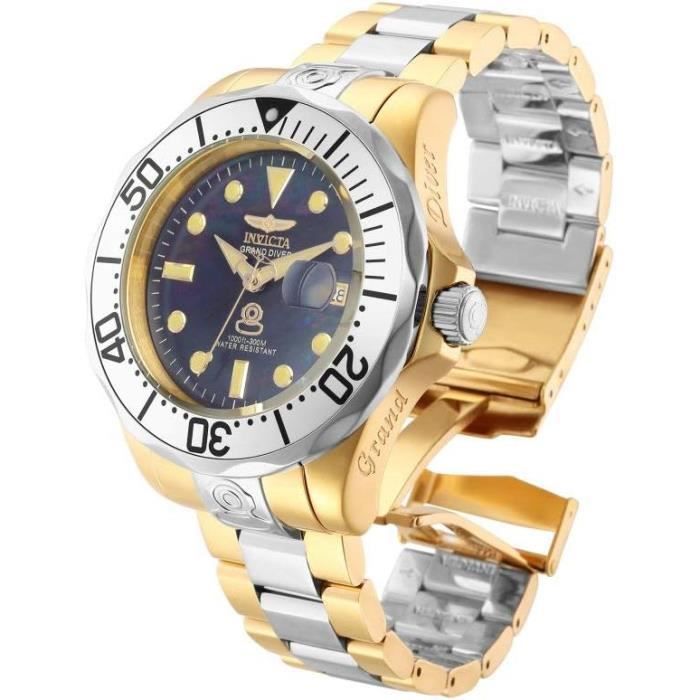 Montre Homme Pro Diver Quartz - Acier Inox Doré/noir - 40 Mm - Étanche 200 M