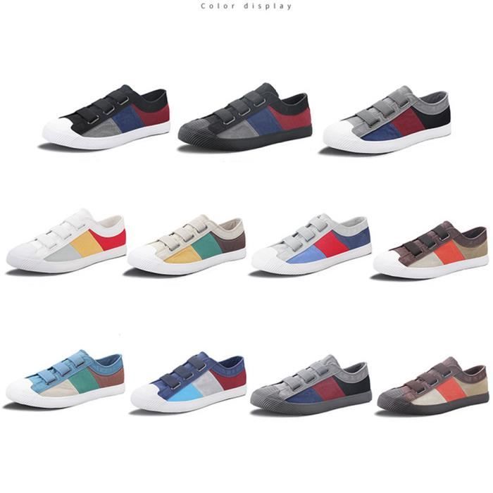 Sneakers Homme Scratch Tricolore Casual A r Basse Mode Bleu