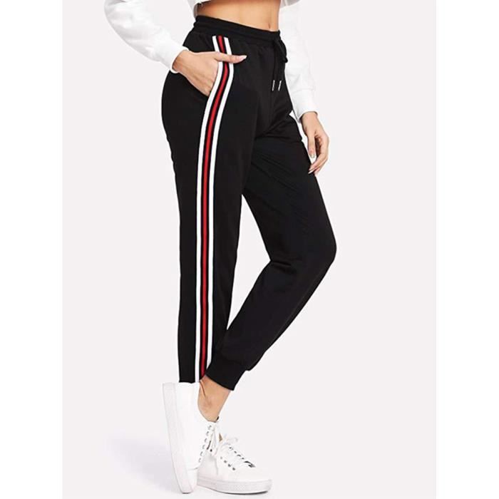 Minetom Femme Pantalon Survêtement Grand Taille Jogging Yoga Rayures  Pantalon Avoir Poches Taille Haute Pour Sport Harem Pantalon Noir -  Cdiscount Sport