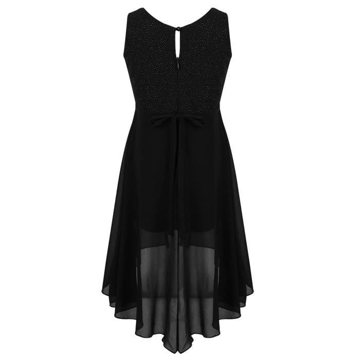Enfant Fille Robe Soiree Cocktail Sans Manches Strass Robe Princesse Anniversaire Robe Demoiselle D Honneur Mariage 6 14 Ans Noir Cdiscount Pret a Porter