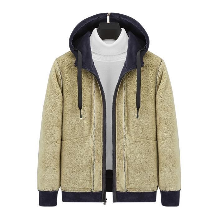 Générique Sweats Veste Homme Polaire avec Zippée - Hiver Chaud Épaisse Veste de Manches Longues Veste avec Zippée Hiver Chaud Vêtement Homme Chaud Tailles M-XXXL